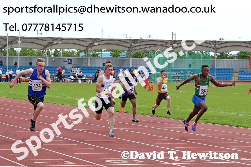 Mens  under-20s 100 metres, Northern Senior and Under-20s Track and Field Champs., Manchester. Photo: David T. Hewitson/Sports for All Pics